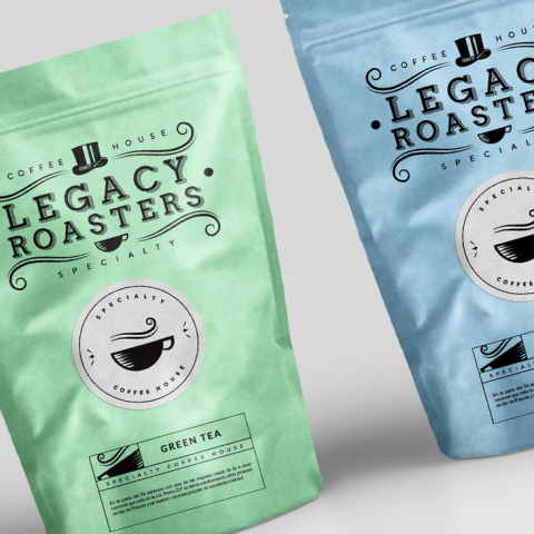 Legacy Roasters coffee packaging.