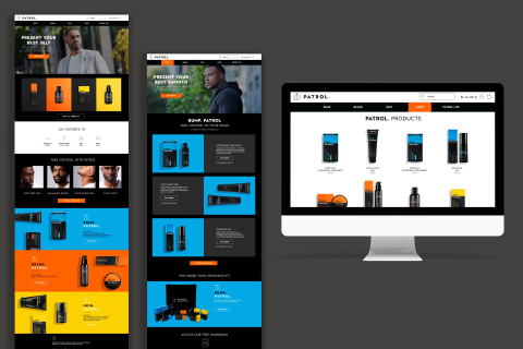 Website design layouts for US brand 'PATROL'.