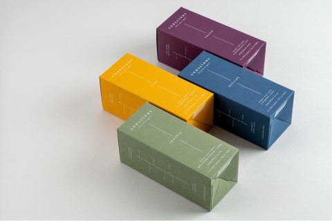 Identity design translated onto product packaging for start-up brand C{BY}D.