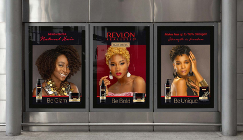 Advertising billboards for Revlon Realistic Ethnic Haircare Brand. Landed Creative, Brighton, UK